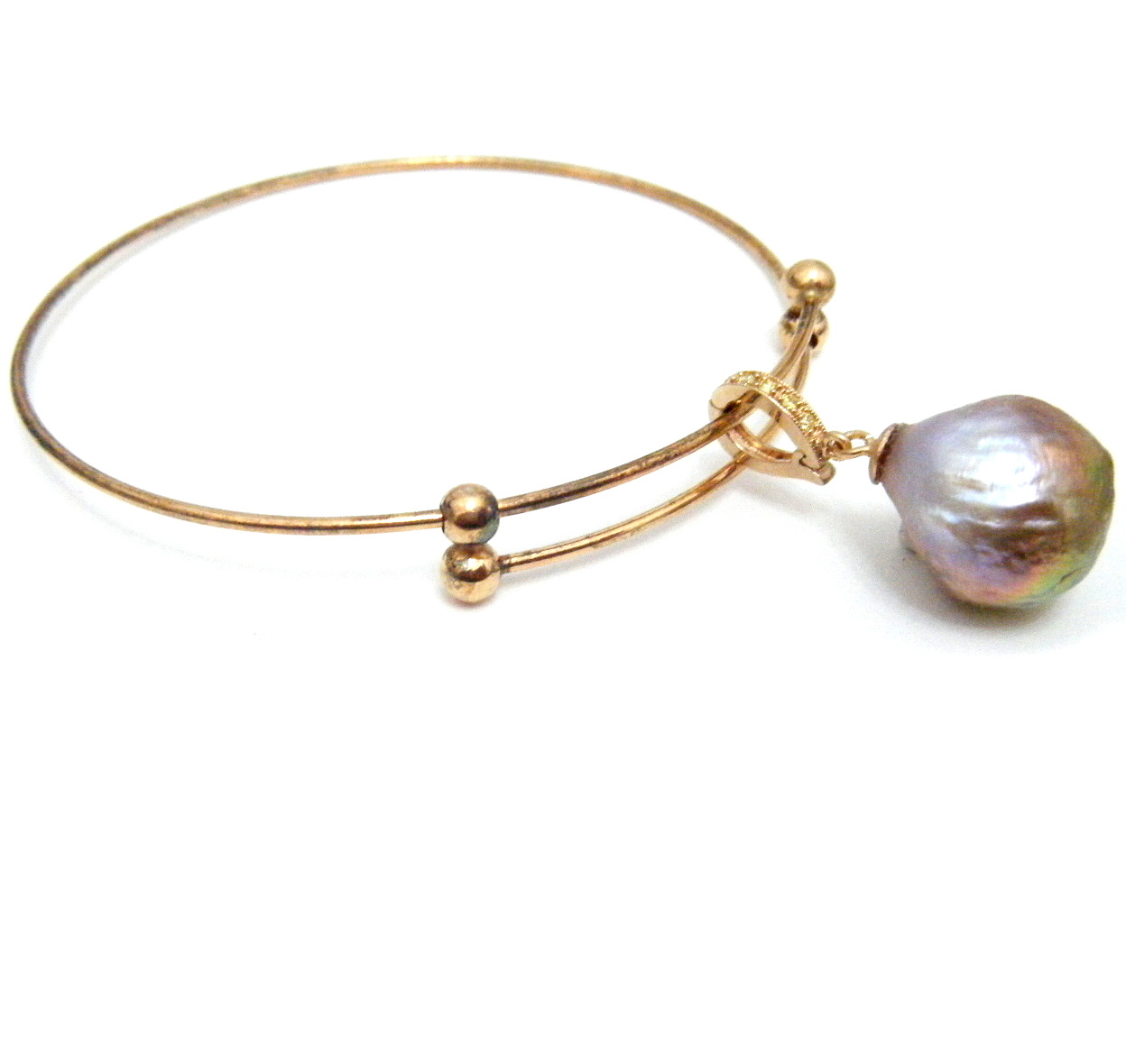 Rose Gold Vermeil Bangle with Ripple Pearl Enhance